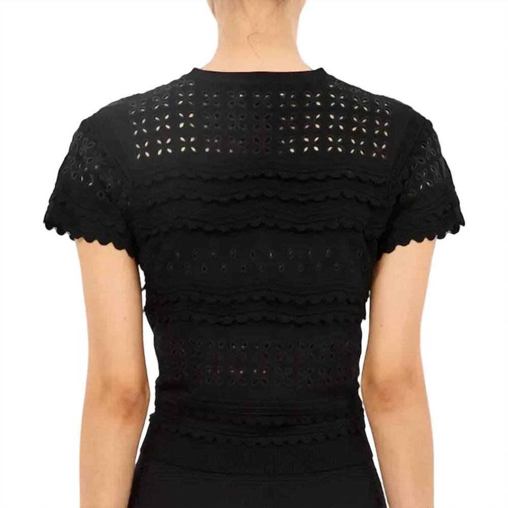 NEW ULLA JOHNSON abriana eyelet knit cardigan in black - Picture 3 of 3